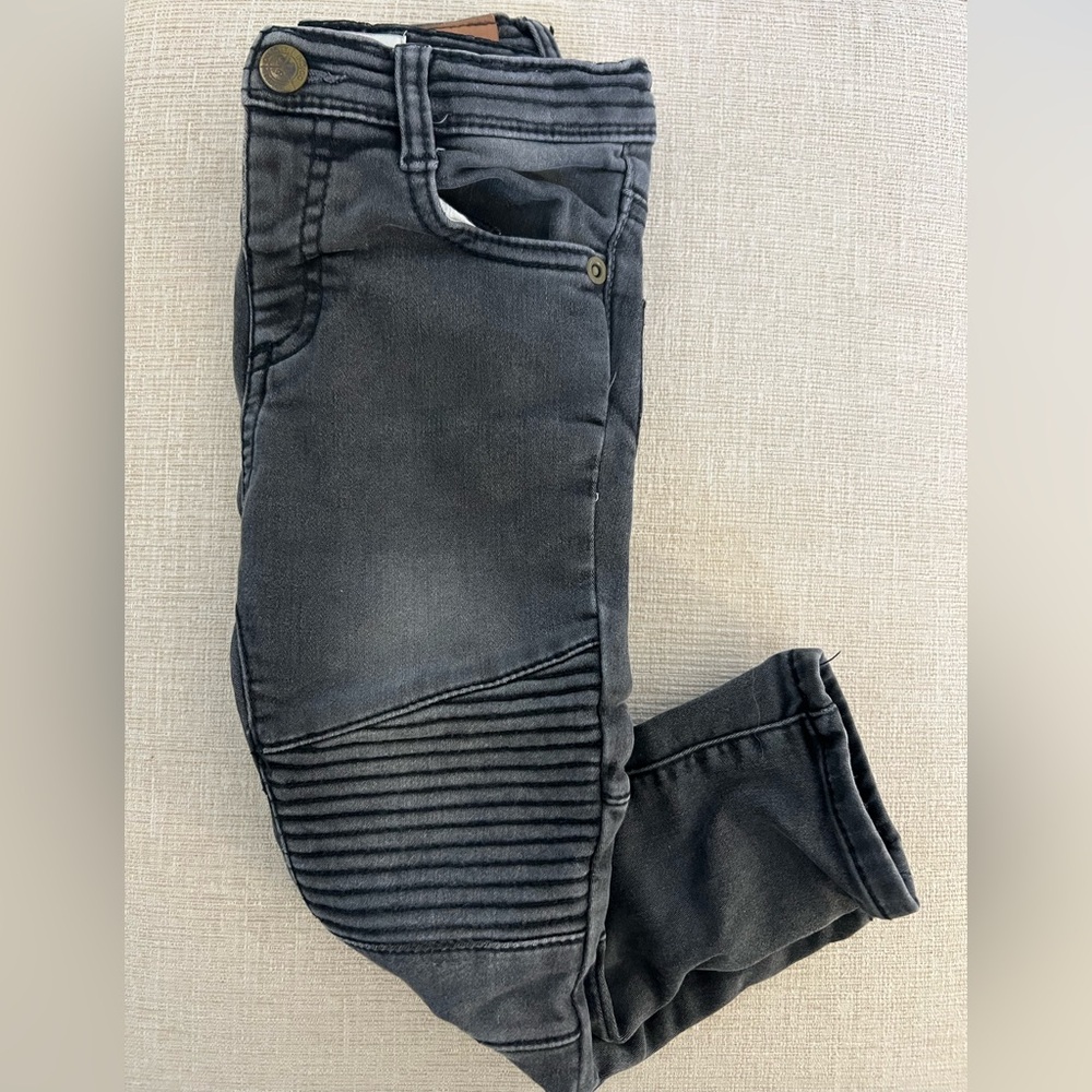 Stylish Gray Biker Jeans